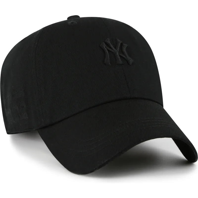 47-brand-curved-brim-black-logo-clean-up-contemporary-two-tone-new-york-yankees-mlb-black-adjustable-cap