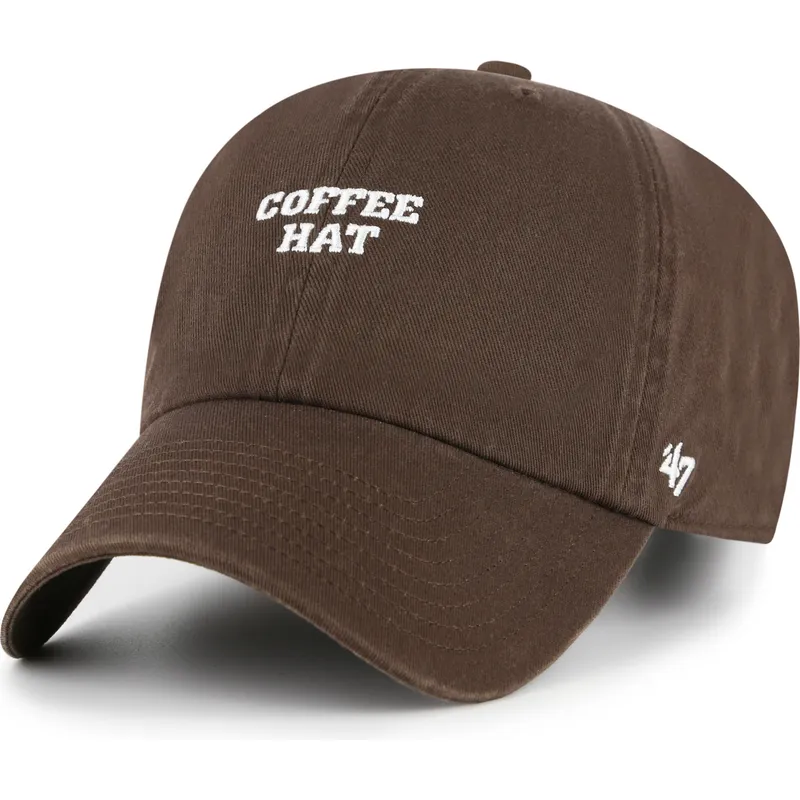 cappellino-curvo-marrone-regolabile-coffee-hat-phrase-clean-up-base-runner-icon-di-47-brand
