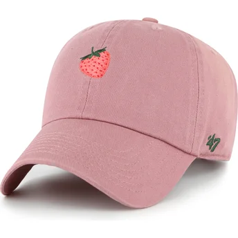 Gorra curva rosa ajustable Strawberry Fruit Clean Up Base Runner Icon de 47 Brand