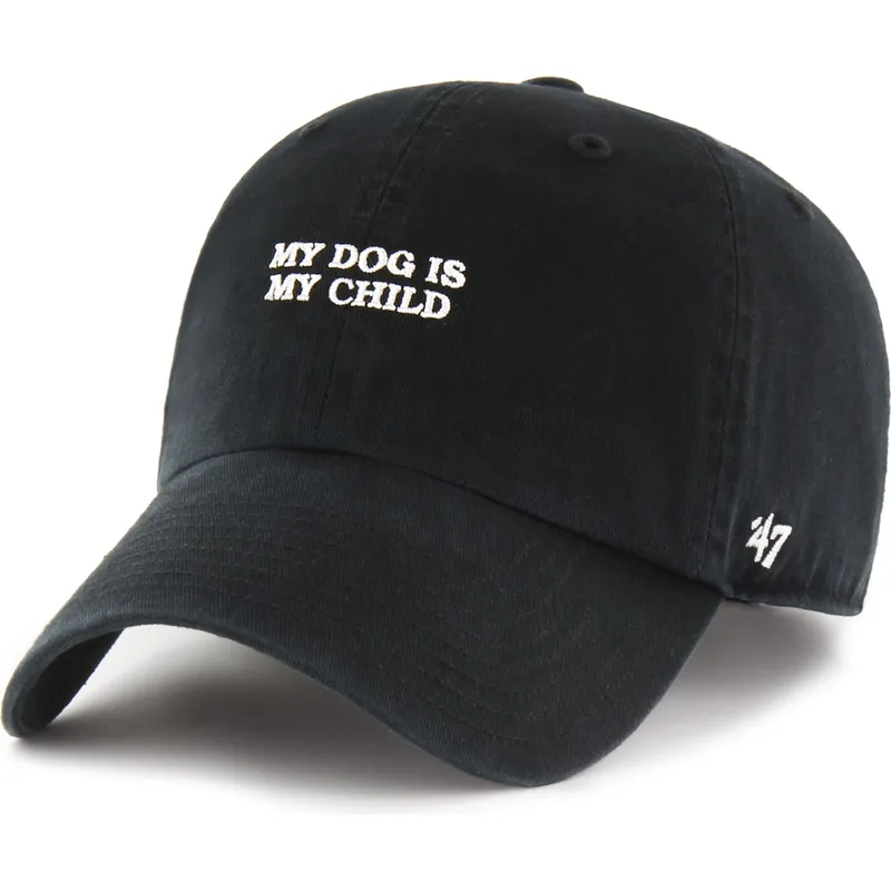 casquette-courbee-noire-ajustable-my-dog-is-my-child-phrase-clean-up-base-runner-icon-47-brand