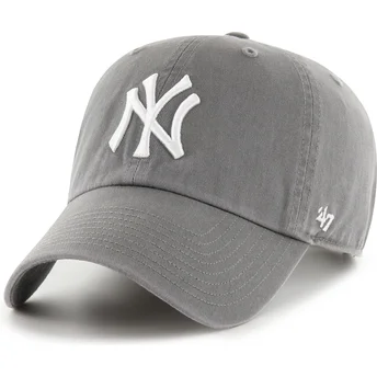 Gorra curva gris ajustable Clean Up No Loop Label de New York Yankees MLB de 47 Brand