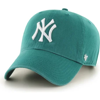 Cappellino curvo verde regolabile Clean Up Tailgate Teal dei New York Yankees MLB di 47 Brand