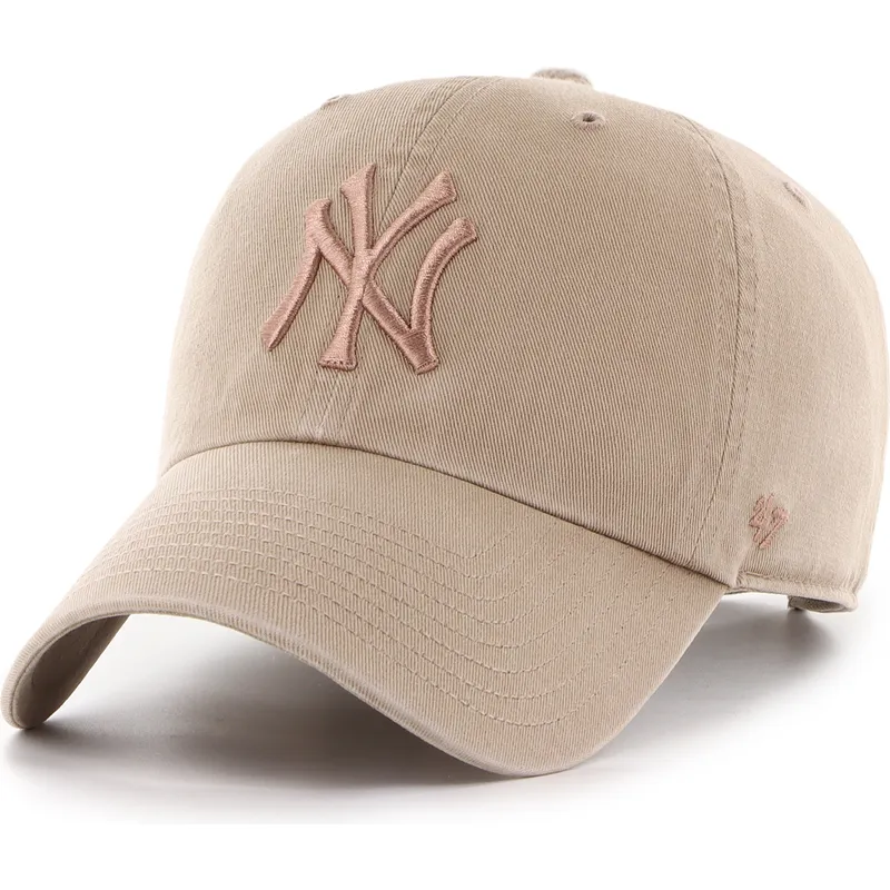 brun-buet-kasket-justerbar-med-brunt-logo-clean-up-no-loop-label-fra-new-york-yankees-mlb-fra-47-brand