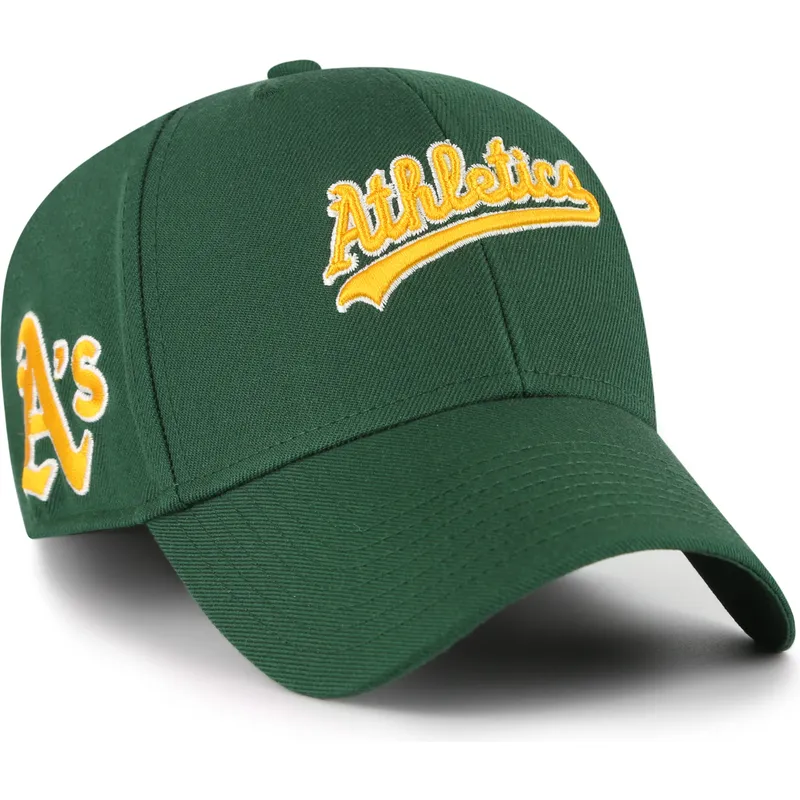 grune-verstellbare-gebogene-kappe-mvp-ballpark-script-shot-von-oakland-athletics-mlb-von-47-brand