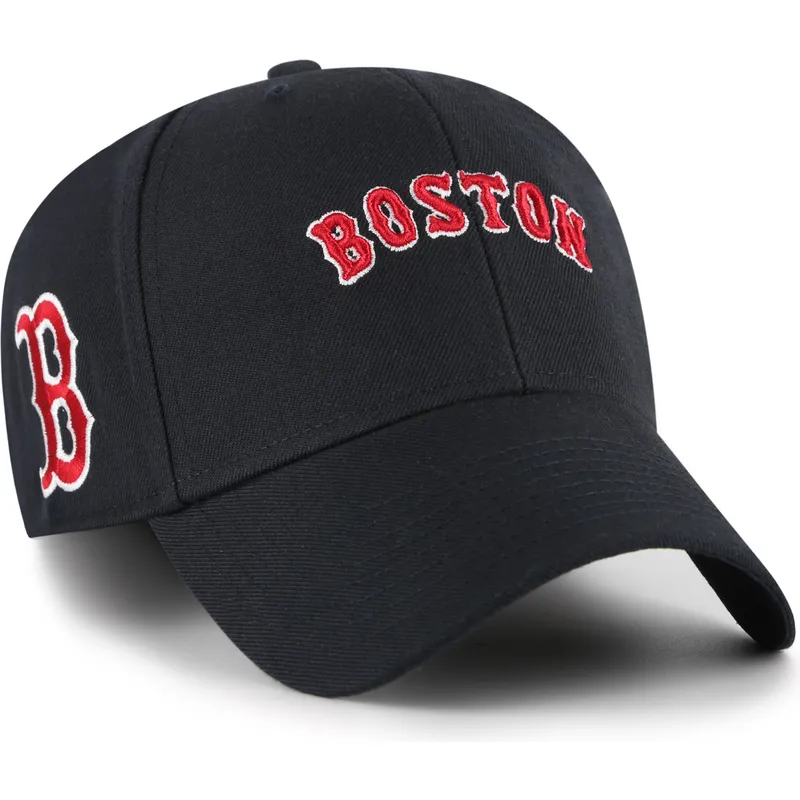 casquette-courbee-bleue-marine-ajustable-mvp-ballpark-script-shot-boston-red-sox-mlb-47-brand