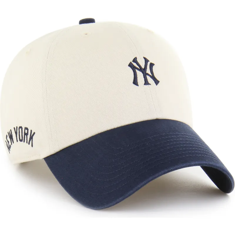 petten-gebogen-beige-verstelbare-band-clean-up-base-runner-sure-shot-two-tone-van-new-york-yankees-mlb-van-47-brand petten-gebogen-beige-verstelbare-band-clean-up-base-runner-sure-shot-two-tone-van-new-york-yankees-mlb-van-47-brand