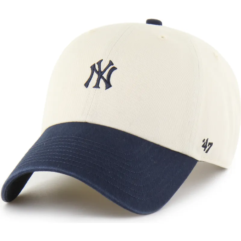 buet-kasket-beige-og-marinebla-justerbar-clean-up-base-runner-sure-shot-two-tone-fra-new-york-yankees-mlb-fra-47-brand
