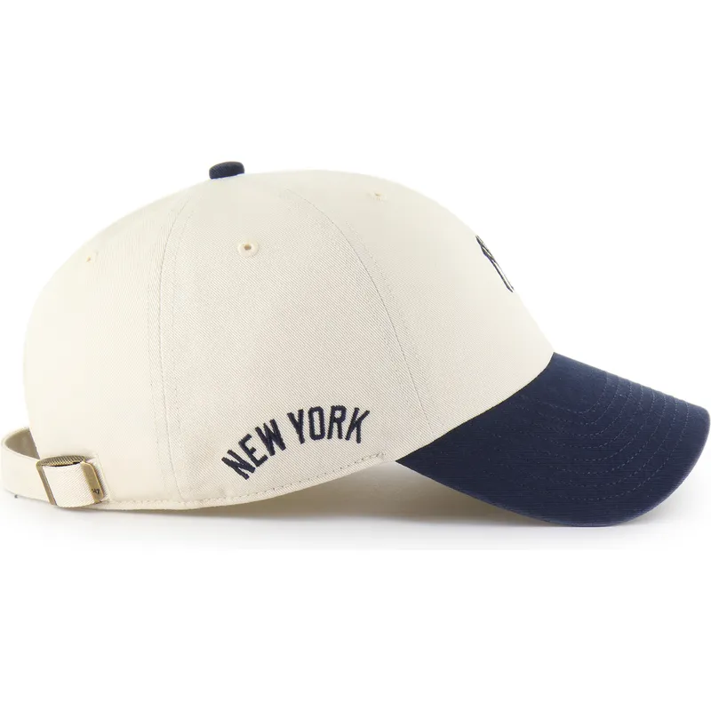 petten-gebogen-beige-verstelbare-band-clean-up-base-runner-sure-shot-two-tone-van-new-york-yankees-mlb-van-47-brand petten-gebogen-beige-verstelbare-band-clean-up-base-runner-sure-shot-two-tone-van-new-york-yankees-mlb-van-47-brand