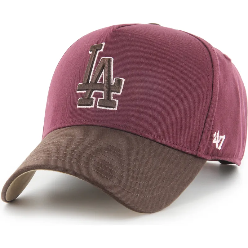 bordowa-i-brazowa-czapka-z-daszkiem-snapback-mvp-dt-sure-shot-two-tone-cotton-los-angeles-dodgers-mlb-od-47-brand