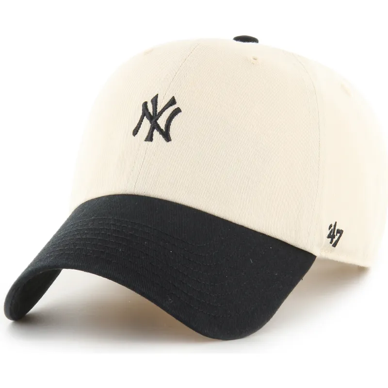 bezowo-czarna-regulowana-czapka-z-zakrzywionym-daszkiem-clean-up-base-runner-two-tone-new-york-yankees-mlb-od-47-brand
