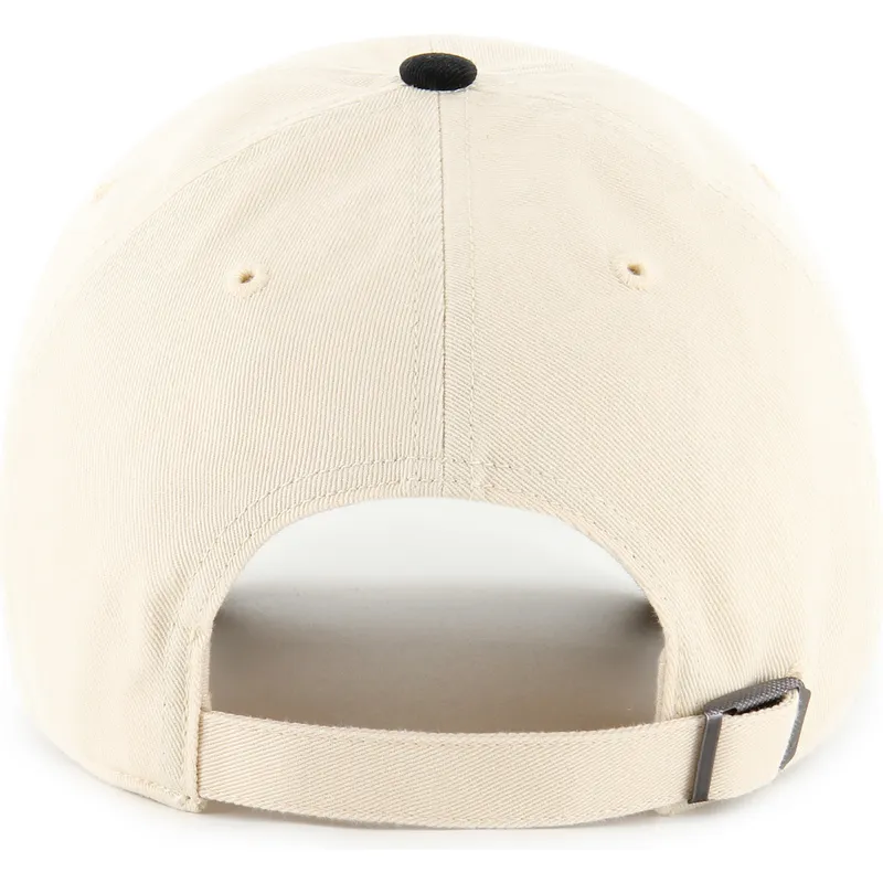 47-brand-curved-brim-clean-up-base-runner-two-tone-new-york-yankees-mlb-beige-and-black-adjustable-cap
