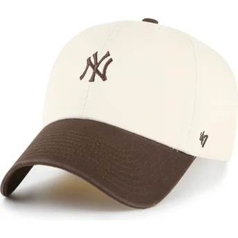 Casquette courbée beige et marron ajustable Clean Up Base Runner Two Tone New York Yankees MLB 47 Brand