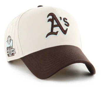 47 Brand Curved Brim MVP DT Sure Shot Two Tone Cotton Oakland Athletics MLB Beige and Brown Snapback Cap