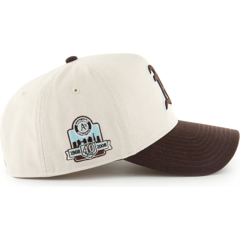 cappellino-visiera-curva-beige-e-marrone-snapback-mvp-dt-sure-shot-two-tone-cotton-di-oakland-athletics-mlb-di-47-brand