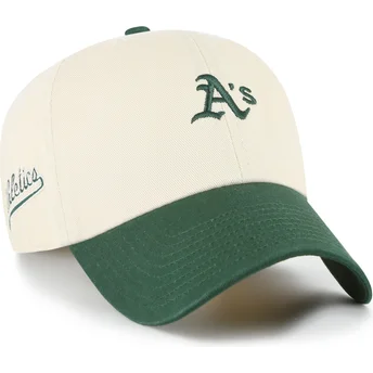 Gorra curva beige y verde ajustable Clean Up Base Runner Sure Shot Two Tone de MLB de 47 Brand