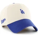 cappellino-curvo-beige-e-blu-regolabile-clean-up-base-runner-sure-shot-two-tone-dei-los-angeles-dodgers-mlb-di-47-brand