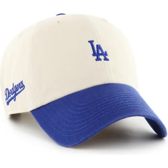 Cappellino curvo beige e blu regolabile Clean Up Base Runner Sure Shot Two Tone dei Los Angeles Dodgers MLB di 47 Brand