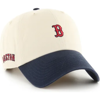 Buet beige og marineblå justerbar kasket Clean Up Base Runner Sure Shot Two Tone fra Boston Red Sox MLB fra 47 Brand