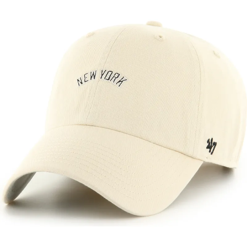 petten-gebogen-beige-verstelbare-band-clean-up-base-runner-script-van-new-york-yankees-mlb-van-47-brand
