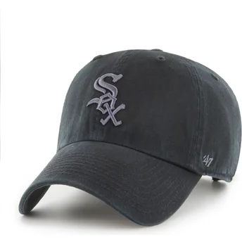 Svart böjd justerbar keps med grå Clean Up-logotyp från Chicago White Sox MLB av 47 Brand