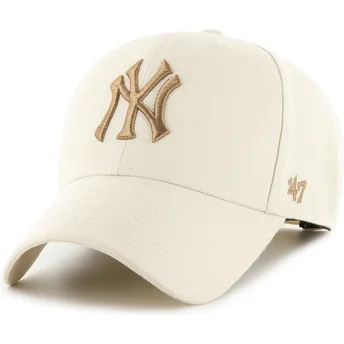 Cappellino curvo beige snapback con logo marrone MVP dei New York Yankees MLB di 47 Brand