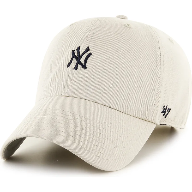 cappellino-curvo-beige-regolabile-clean-up-base-runner-mini-logo-dei-new-york-yankees-mlb-di-47-brand
