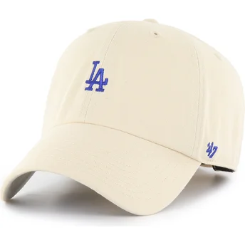 Beige böjd justerbar keps med blå logotyp Clean Up Base Runner från Los Angeles Dodgers MLB av 47 Brand