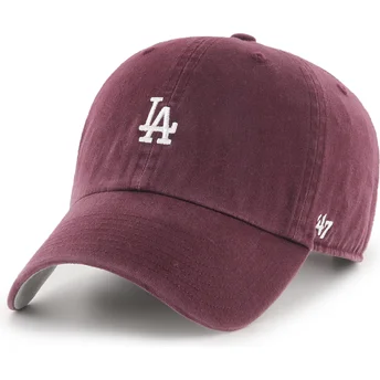 Cappellino curvo granata regolabile Clean Up Base Runner dei Los Angeles Dodgers MLB di 47 Brand