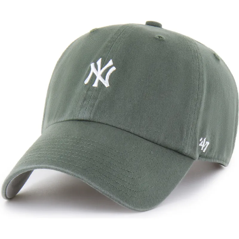 grune-verstellbare-curved-cap-mit-weissem-logo-clean-up-base-runner-der-new-york-yankees-mlb-von-47-brand