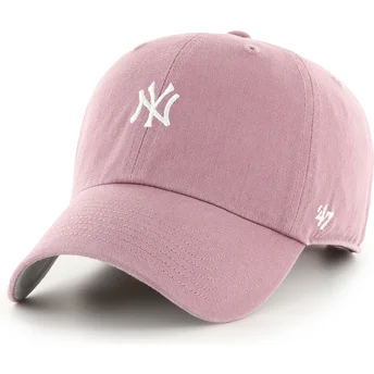 Cappellino curvo rosa regolabile Clean Up Base Runner Mini Logo dei New York Yankees MLB di 47 Brand