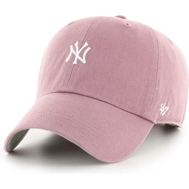 47-brand-curved-brim-clean-up-base-runner-mini-logo-new-york-yankees-mlb-pink-adjustable-cap