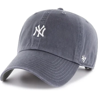 47 Brand Curved Brim Clean Up Base Runner Vintage New York Yankees MLB Navy Blue Adjustable Cap