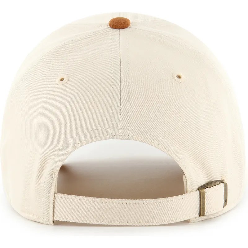casquette-courbee-beige-et-marron-ajustable-clean-up-mini-script-suede-visor-oakland-athletics-mlb-47-brand