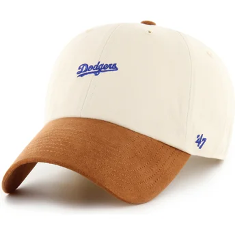 Buet beige og brun justerbar kasket Clean Up Mini Script Suede Visor fra Los Angeles Dodgers MLB fra 47 Brand