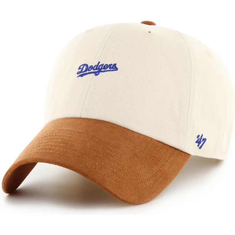 petten-gebogen-beige-verstelbaar-clean-up-mini-script-suede-visor-van-los-angeles-dodgers-mlb-van-47-brand