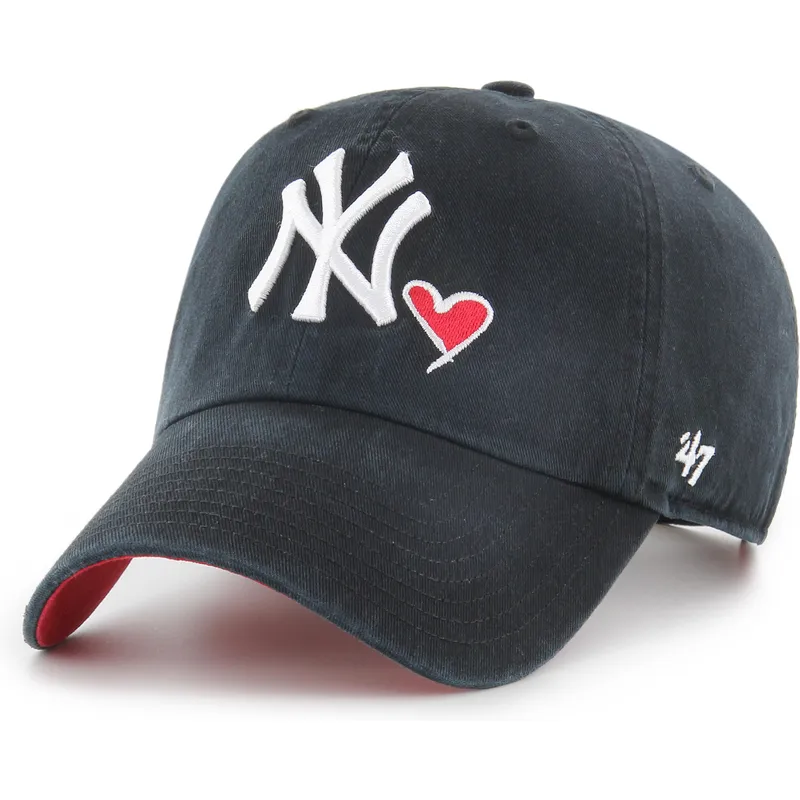 sort-justerbar-curved-kasket-clean-up-heart-icon-fra-new-york-yankees-mlb-af-47-brand