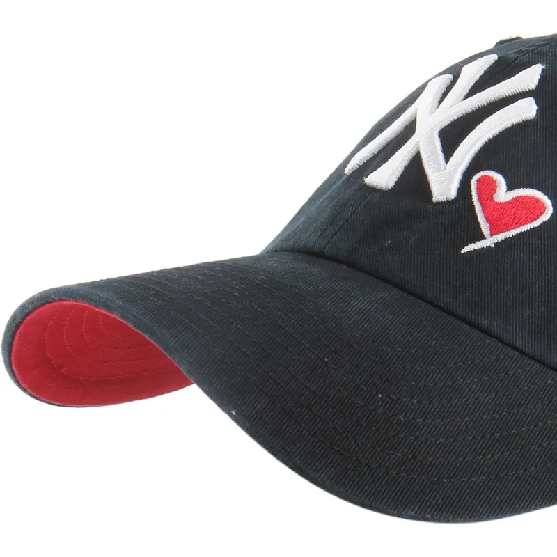 sort-justerbar-curved-kasket-clean-up-heart-icon-fra-new-york-yankees-mlb-af-47-brand