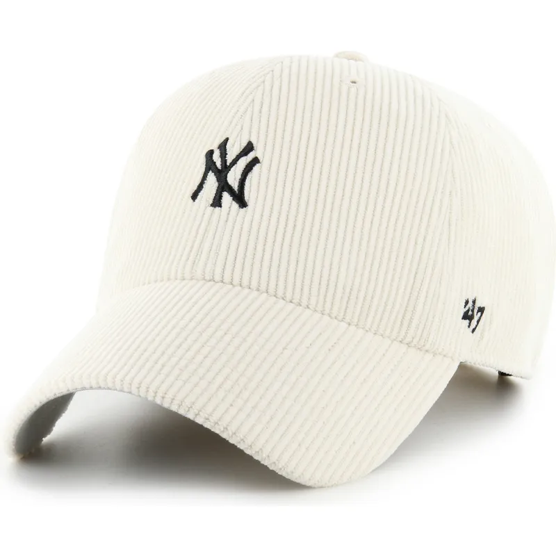 47-brand-curved-brim-clean-up-cord-base-runner-new-york-yankees-mlb-beige-adjustable-cap