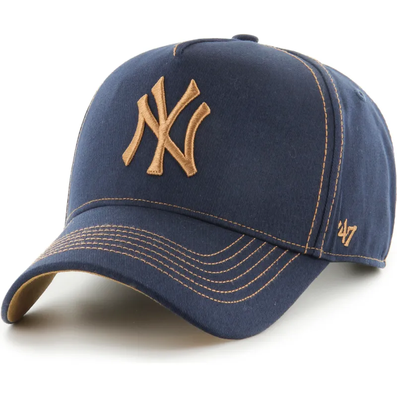 cappellino-curvo-blu-marino-e-marrone-regolabile-mvp-dt-contrast-stitch-di-new-york-yankees-mlb-di-47-brand