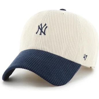 Buet beige og marineblå justerbar kasket Clean Up Cord Base Runner Two Tone fra New York Yankees MLB fra 47 Brand