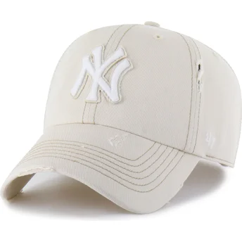 Petten gebogen beige verstelbaar Clean Up Weathered Mojave van New York Yankees MLB van 47 Brand