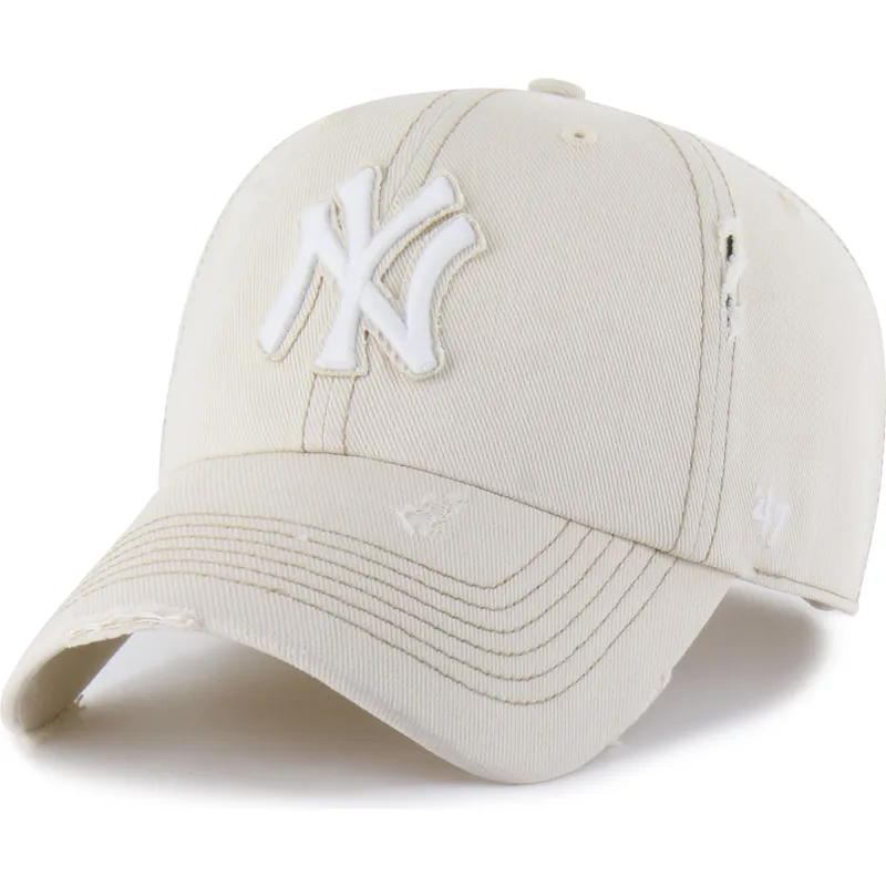 casquette-courbee-beige-ajustable-clean-up-weathered-mojave-new-york-yankees-mlb-47-brand