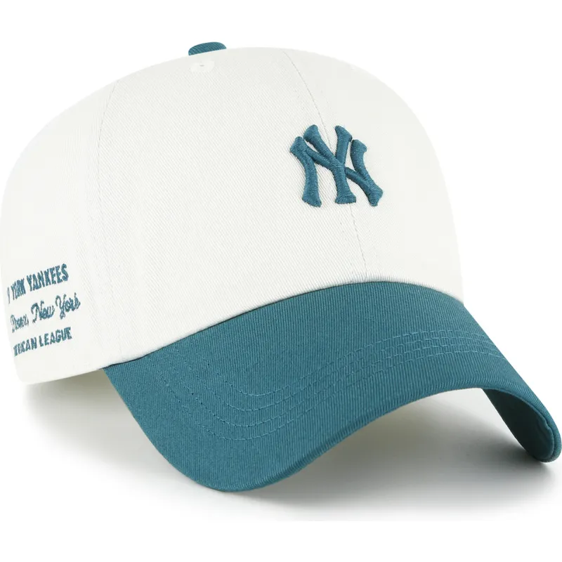 casquette-courbee-beige-et-verte-ajustable-clean-up-contemporary-two-tone-new-york-yankees-mlb-47-brand