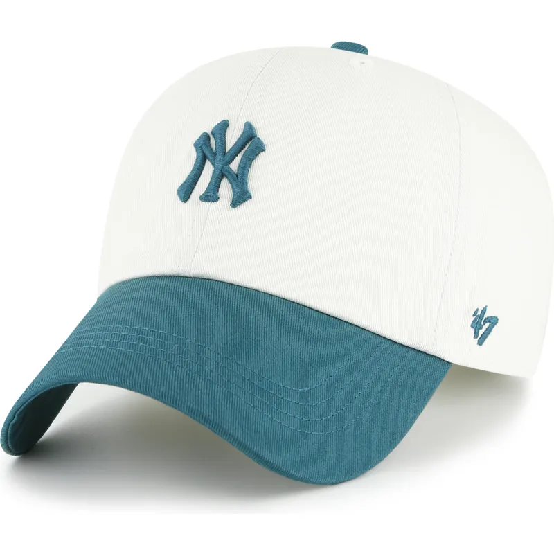 buet-beige-og-gron-justerbar-kasket-clean-up-contemporary-two-tone-fra-new-york-yankees-mlb-fra-47-brand