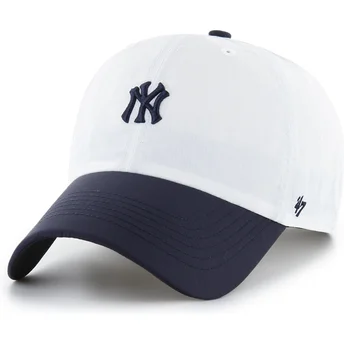 Casquette courbée blanche et bleue marine ajustable Clean Up Vista Mini Two Tone New York Yankees MLB 47 Brand