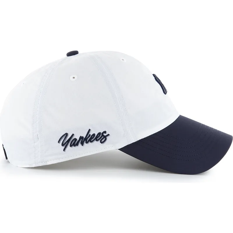 hvid-og-marinebla-justerbar-buet-kasket-clean-up-vista-mini-two-tone-fra-new-york-yankees-mlb-fra-47-brand