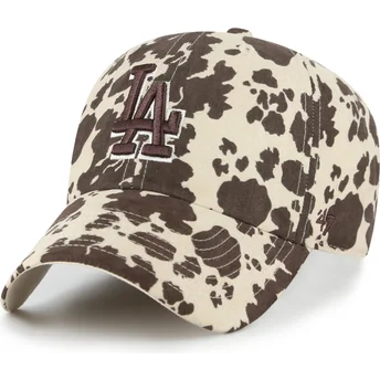 Cappellino curvo marrone regolabile con logo marrone Clean Up Bessie dei Los Angeles Dodgers MLB di 47 Brand