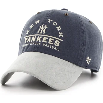 Buet kasket marineblå og grå justerbar Clean Up Windham Suede Vintage fra New York Yankees MLB fra 47 Brand