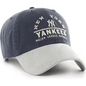 marineblaue-und-graue-verstellbare-gebogene-kappe-clean-up-windham-suede-vintage-der-new-york-yankees-mlb-von-47-brand