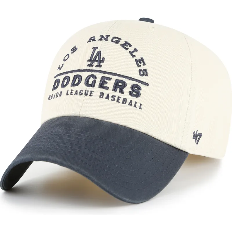 buet-beige-og-marinebla-justerbar-kasket-clean-up-windham-fra-los-angeles-dodgers-mlb-fra-47-brand